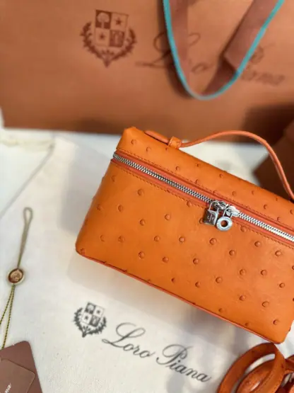 Loro Piana Replica Extra Poket L19 Ostrich leather Orange #3471 - Image 7