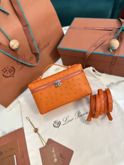 Loro Piana Replica Extra Poket L19 Ostrich leather Orange #3471 - Image 6
