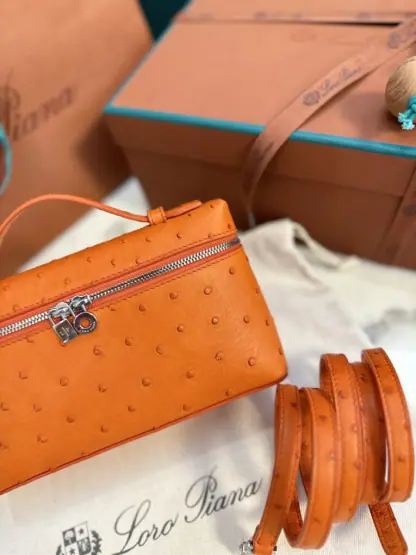 Loro Piana Replica Extra Poket L19 Ostrich leather Orange #3471 - Image 3