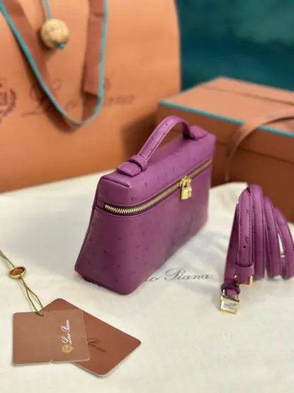 Loro Piana Replica Extra Poket L19 Ostrich leather Purple #3470 - Image 6