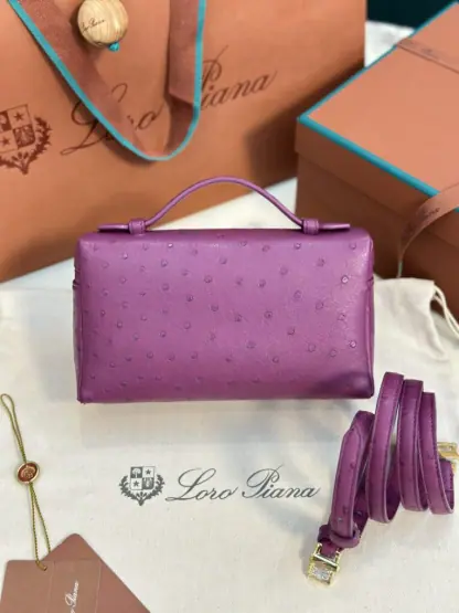 Loro Piana Replica Extra Poket L19 Ostrich leather Purple #3470 - Image 2