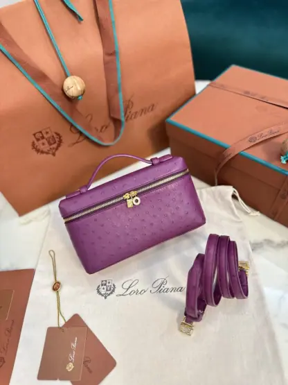 Loro Piana Replica Extra Poket L19 Ostrich leather Purple #3470 - Image 4