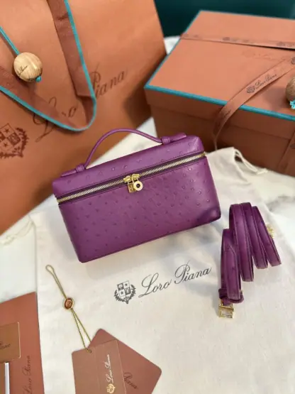 Loro Piana Replica Extra Poket L19 Ostrich leather Purple #3470 - Image 9