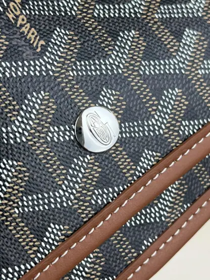 Replica Goyard Plumet Pocket Wallet Strap Bags Black & Tan #3384 - Image 4