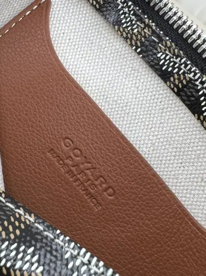 Replica Goyard Plumet Pocket Wallet Strap Bags Black & Tan #3384 - Image 7