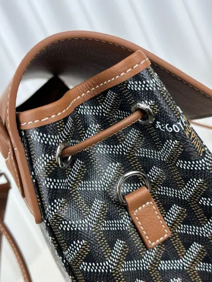 Replica Goyard Alpin Mini Backpack Strap Bag Black & Tan#3412 - Image 5