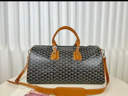 Replica Goyard Boston 45 bag Travel Bags Black & Tan #3363