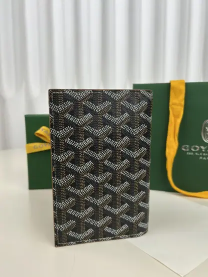 Replica Goyard Grenelle Passport Cover Wallet Black & Tan #3442 - Image 4