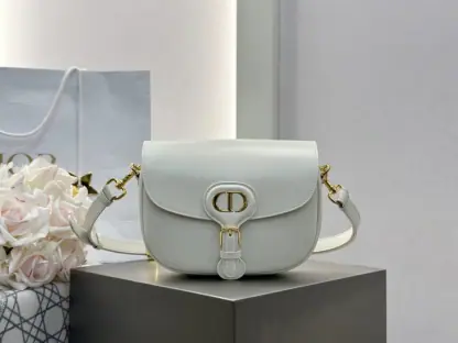 Replica Dior Medium Dior Bobby Bag White Latte Box Calfskin #3486