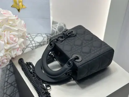 Replica Mini Lady Dior Bag Black Ultramatte Cannage Calfskin #3479 - Image 9