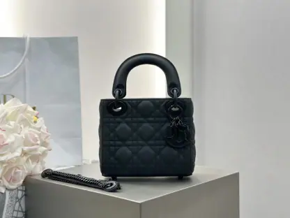 Replica Mini Lady Dior Bag Black Ultramatte Cannage Calfskin #3479