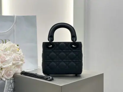 Replica Mini Lady Dior Bag Black Ultramatte Cannage Calfskin #3479 - Image 7