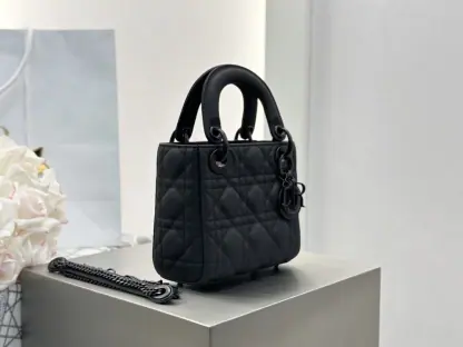 Replica Mini Lady Dior Bag Black Ultramatte Cannage Calfskin #3479 - Image 14
