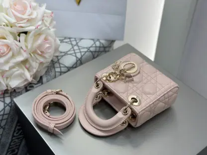 Replica Dior Lady Dior Micro Bag Powder Pink Cannage Lambskin #3488 - Image 12