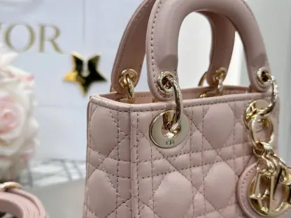 Replica Dior Lady Dior Micro Bag Powder Pink Cannage Lambskin #3488 - Image 4