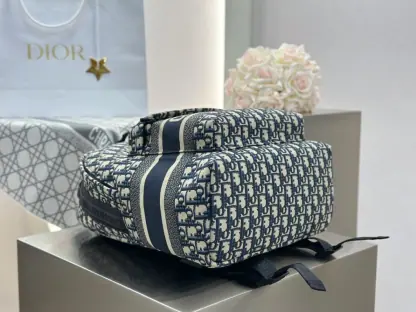 Replica Dior DiorTravel Backpack Blue Dior Oblique Jacquard #3491 - Image 10