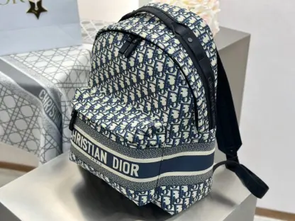 Replica Dior DiorTravel Backpack Blue Dior Oblique Jacquard #3491 - Image 11