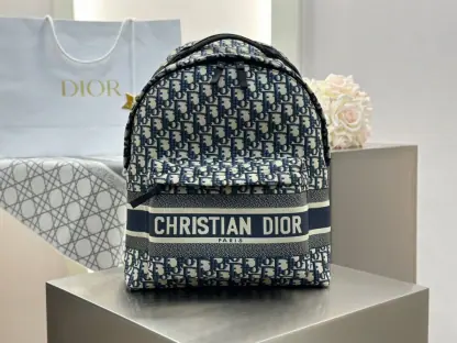 Replica Dior DiorTravel Backpack Blue Dior Oblique Jacquard #3491