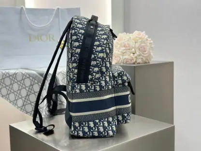 Replica Dior DiorTravel Backpack Blue Dior Oblique Jacquard #3491 - Image 15