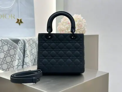 Replica Medium Lady Dior Bag Black Ultramatte Cannage Calfskin #3480 - Image 10