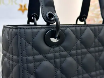 Replica Medium Lady Dior Bag Black Ultramatte Cannage Calfskin #3480 - Image 2