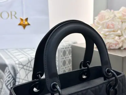 Replica Medium Lady Dior Bag Black Ultramatte Cannage Calfskin #3480 - Image 3