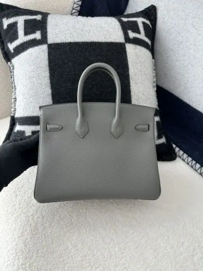 Replica Hermes Birkin 25cm 0L Gris Meyer Handmade Hand Stitching Togo Gold #3528 - Image 2