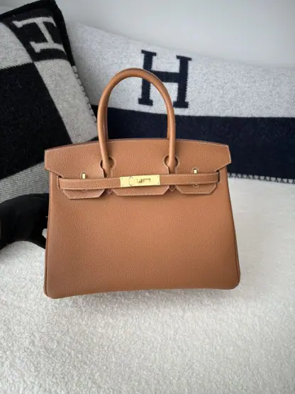 Replica Hermes Birkin 30cm CC37 Gold Handmade Hand Stitching togo Gold #3525 - Image 6