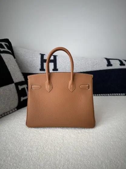 Replica Hermes Birkin 30cm CC37 Gold Handmade Hand Stitching togo Gold #3525 - Image 8
