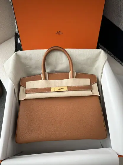 Replica Hermes Birkin 30cm CC37 Gold Handmade Hand Stitching togo Gold #3525 - Image 11