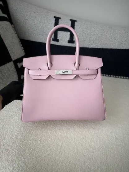 Replica Hermes Birkin 25cm 3Q Pink Handmade Hand Stitching Epsom Gold #3524