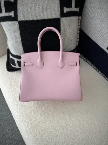 Replica Hermes Birkin 30cm 3Q Pink Handmade Hand Stitching Epsom Gold #3524 - Image 7