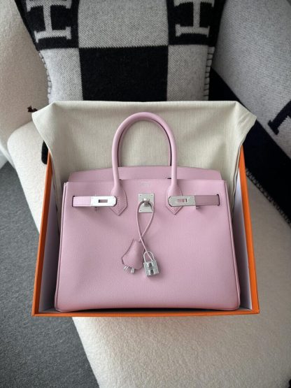 Replica Hermes Birkin 30cm 3Q Pink Handmade Hand Stitching Epsom Gold #3524 - Image 12