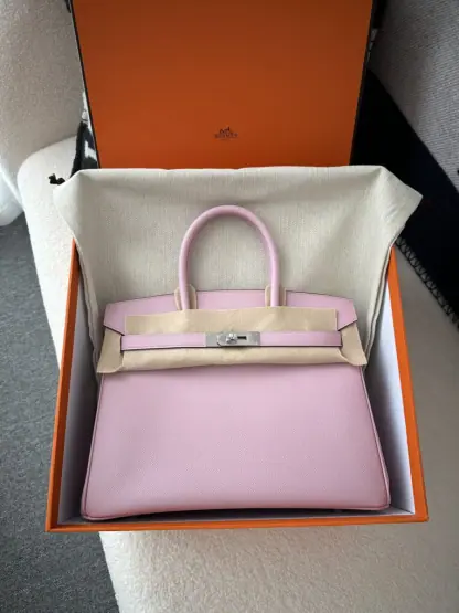 Replica Hermes Birkin 30cm 3Q Pink Handmade Hand Stitching Epsom Gold #3524 - Image 13