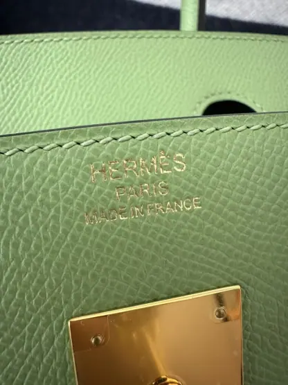 Replica Hermes Birkin 30cm 3I Vert Criquet Handmade Hand Stitching Epsom Gold #3523 - Image 4