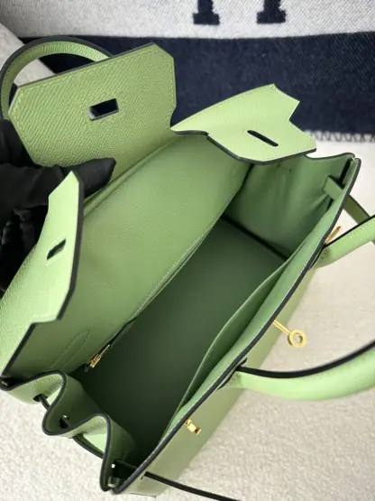 Replica Hermes Birkin 30cm 3I Vert Criquet Handmade Hand Stitching Epsom Gold #3523 - Image 2