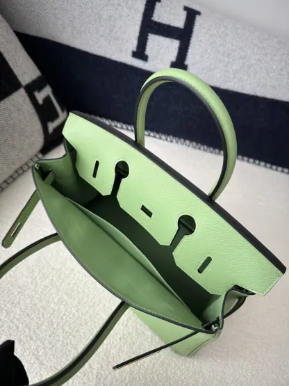 Replica Hermes Birkin 30cm 3I Vert Criquet Handmade Hand Stitching Epsom Gold #3523 - Image 5