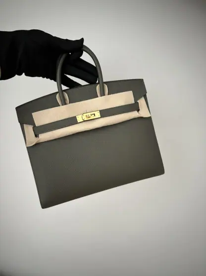 Replica Hermes Birkin 25cm C6 Vert de Gris Handmade Hand Stitching Epsom Gold #3522 - Image 10