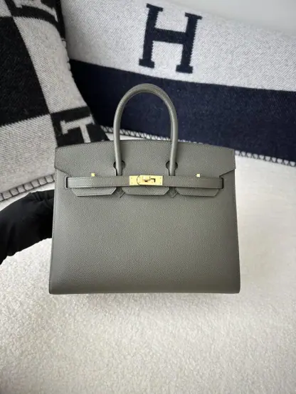Replica Hermes Birkin 25cm C6 Vert de Gris Handmade Hand Stitching Epsom Gold #3522 - Image 3