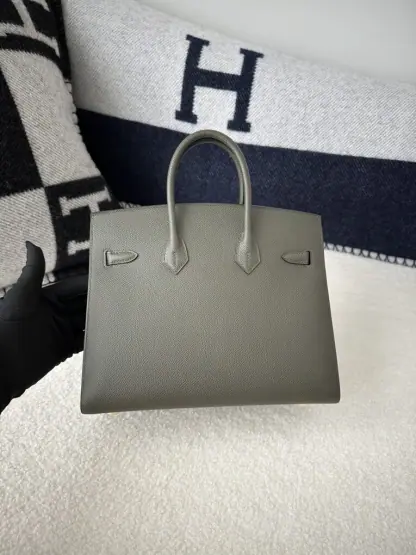 Replica Hermes Birkin 25cm C6 Vert de Gris Handmade Hand Stitching Epsom Gold #3522 - Image 8