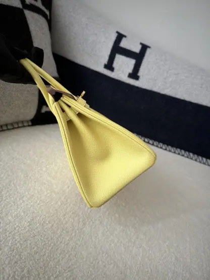 Replica Hermes Birkin 25cm 1Z Jaune poussin Handmade Hand Stitching Epsom Gold #3519 - Image 3