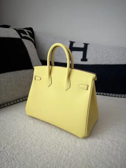 Replica Hermes Birkin 25cm 1Z Jaune poussin Handmade Hand Stitching Epsom Gold #3519 - Image 9