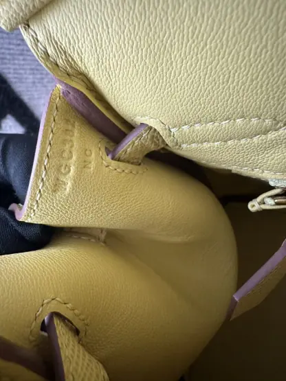 Replica Hermes Birkin 25cm 1Z Jaune poussin Handmade Hand Stitching Epsom Gold #3519 - Image 6