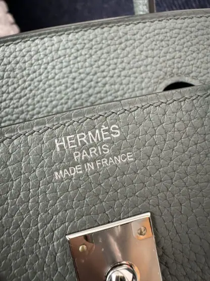 Replica Hermes Birkin 25cm CK63 Vert Amande Handmade Hand Stitching Togo Sliver #3518 - Image 2