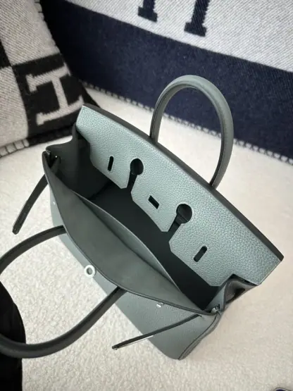 Replica Hermes Birkin 25cm CK63 Vert Amande Handmade Hand Stitching Togo Sliver #3518 - Image 3