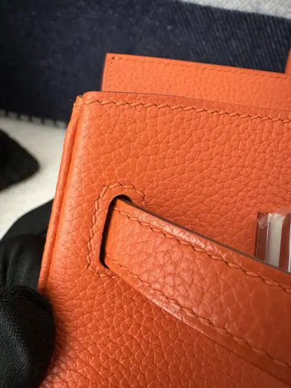 Replica Hermes Birkin 25cm CK93 Orange Handmade Hand Stitching Togo Sliver #3517 - Image 3