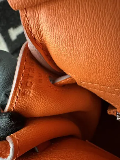 Replica Hermes Birkin 25cm CK93 Orange Handmade Hand Stitching Togo Sliver #3517 - Image 7