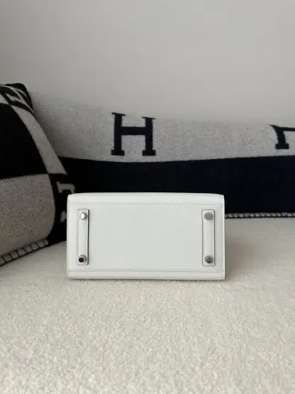 Replica Hermes Birkin 25cm M4 Gris pale Handmade Hand Stitching Epsom Sliver #3515 - Image 7