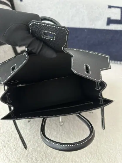 Replica Hermes Birkin 25cm CK89 Noir Handmade Hand Stitching Epsom Sliver #3512 - Image 5