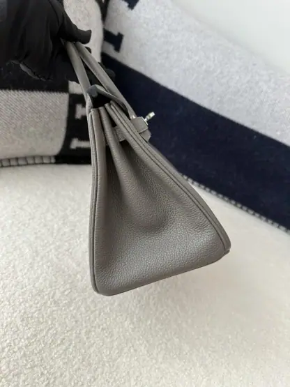 Replica Hermes Birkin 25cm 8F Etain Handmade Hand Stitching Togo Sliver #3510 - Image 9